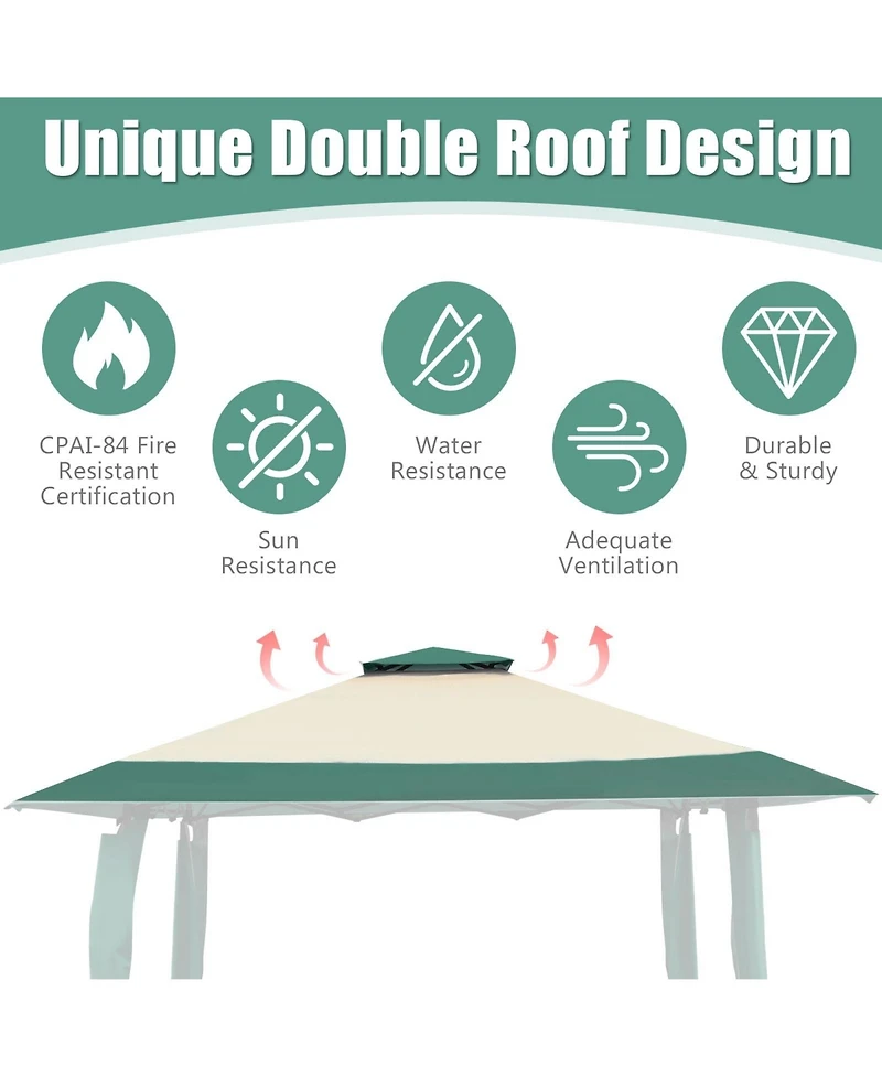 13 Feet x 13 Feet Pop Up Canopy Tent Instant Outdoor Folding Canopy Shelter-Green