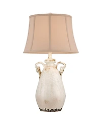 Regency Hill Rustic Country Cottage Table Lamps 29" Tall Set of 2 Crackled Ivory Glaze Ceramic Beige Bell Shade for Bedroom Living Room House Bed