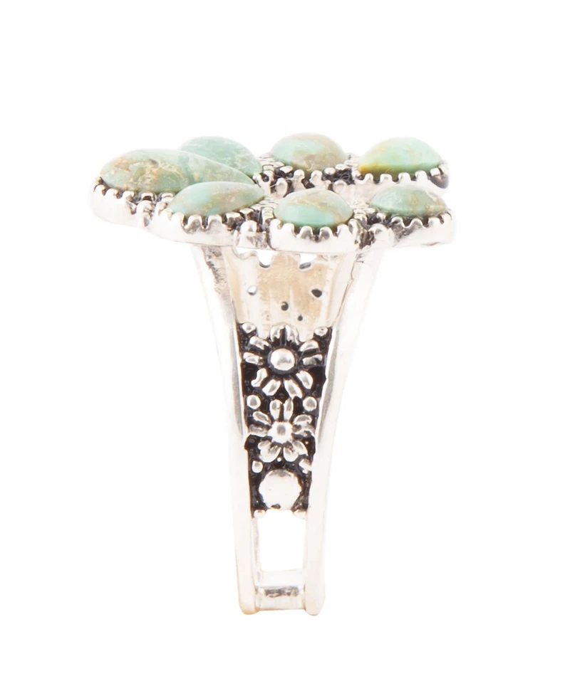 Barse Floral Blue Turquoise and Sterling Silver Ring