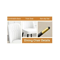 Tempered Glass Dining Set - 71" with 6 White Pu Chairs