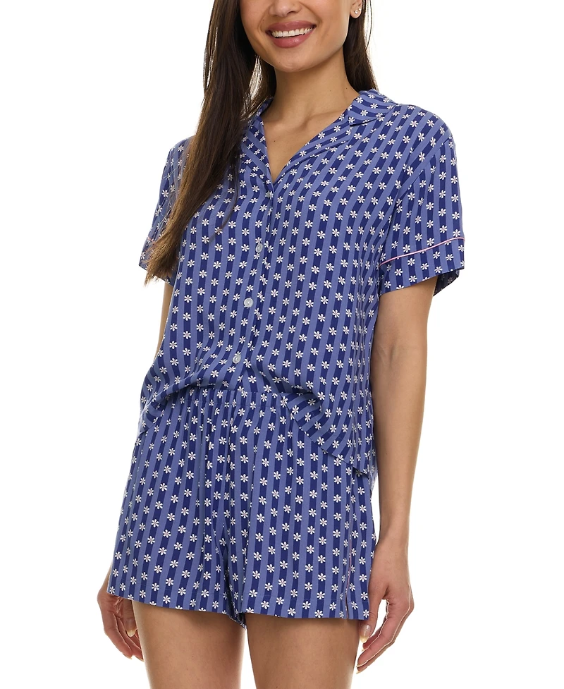 Flora by Nikrooz Women's Joselyn Notched-Collar Short Pajama Set