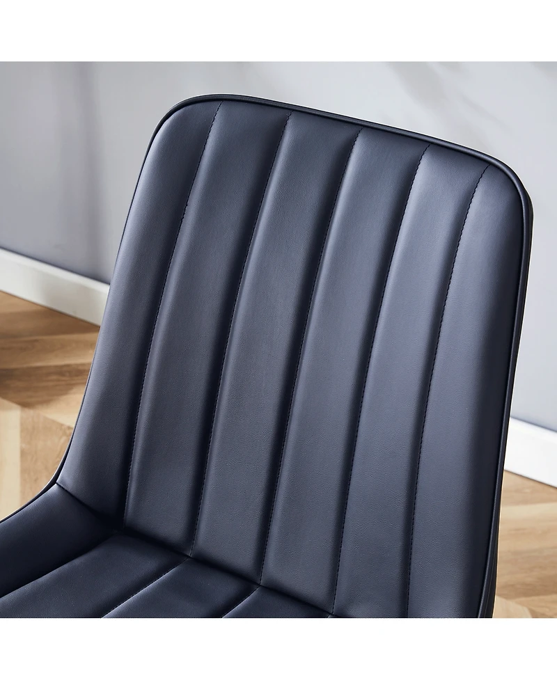 Streamdale Ergonomic Black Dining Chairs - Set of 4, Metal Legs