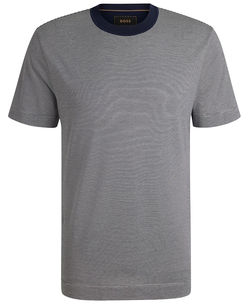 Boss by Hugo Men's Fineline Stripe Cotton-Silk T-Shirt