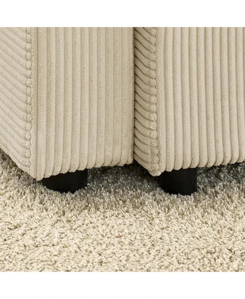Streamdale Beige Corduroy 7-Seat Sofa Set with Storage & Cup Holders