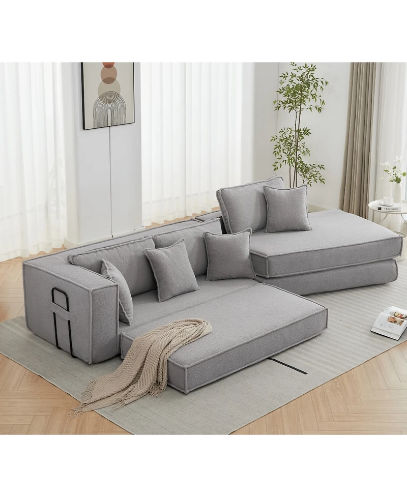 Streamdale Folding Sleeper Sofa Bed - Gray Lamb Velvet