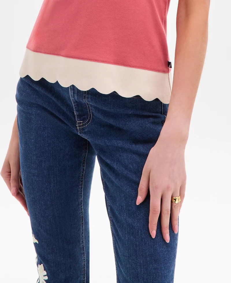 Nautica Jeans Women's Cotton Scalloped-Hem Tank Top