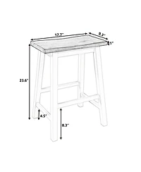 Streamdale Farmhouse Rustic 2-piece Counter Height Wood Kitchen Dining Stools for Small Places, Walnut+Black