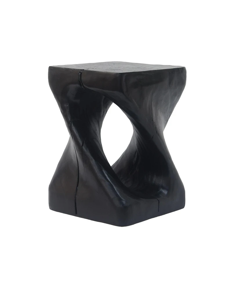 Streamdale Twist Shape Side Table, Wood-like texture, Black Color