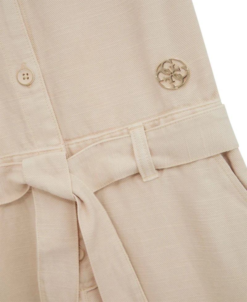 Guess Big Girls Short Sleeve Twill Jumpsuit