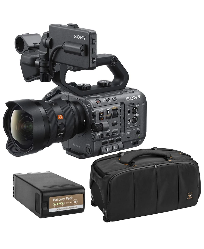 Sony FX6 Cinema Camera Kit with Fe 24-105mm f/4 G Lens, Bundle with Bp-U90 Battery and V2 BigBag Pro Video Handbag Xl