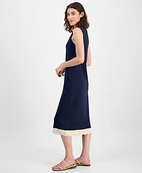Nautica Jeans Women's Cotton Scalloped-Trim Sleeveless Dress