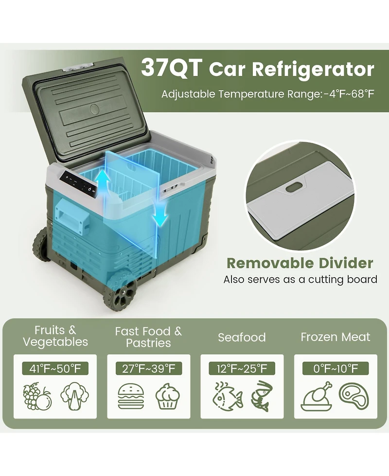 12 Volt Car Refrigerator Portable Car Fridge with Adjustable Range-35L