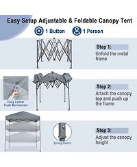 6.6 x 6.6 Feet Outdoor Pop-up Canopy Tent with Upf 50+ Sun Protection-Gray