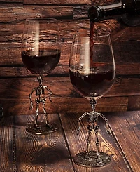 The Wine Savant Skeleton Stemmed Wine Glasses, Set of 2