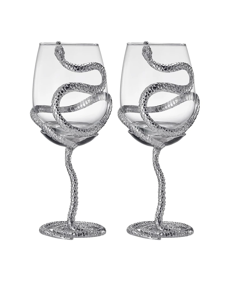 The Wine Savant Snake Stemmed Wine Glasses, Set of 2