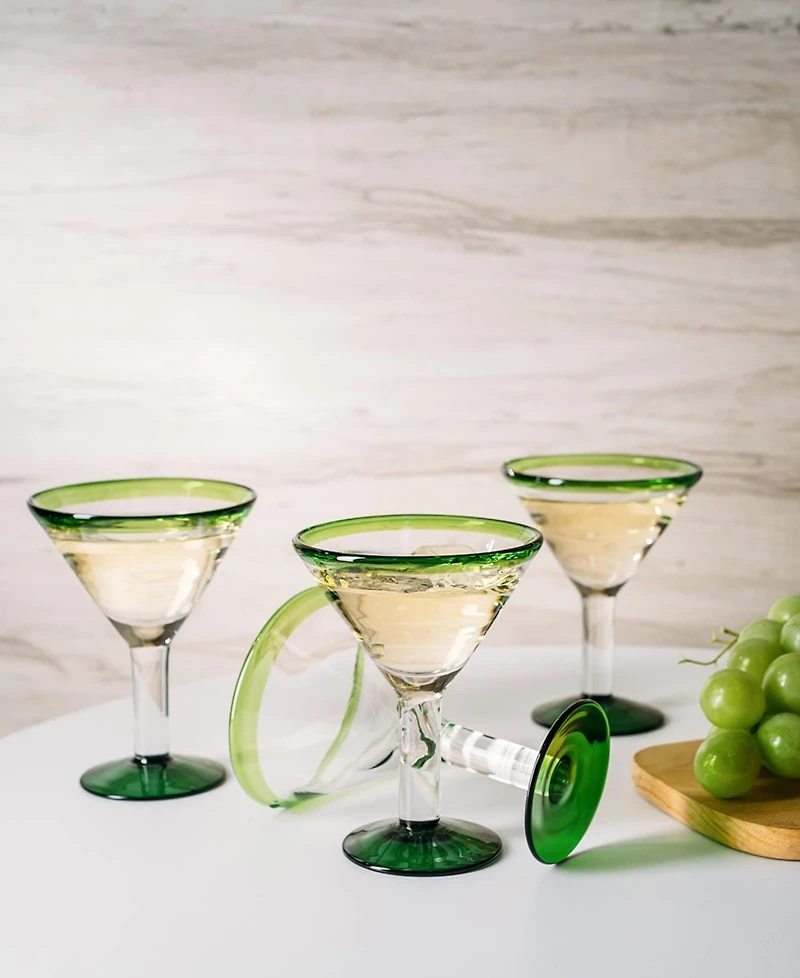 The Wine Savant Handblown Martini and Margarita Glasses, Set of 4