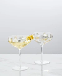 The Wine Savant Vintage Ginkgo Leaf Champagne Coupe Glasses, Set of 2