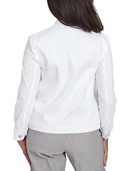 Alfred Dunner Petite Eyelet Button-Front Denim Jacket