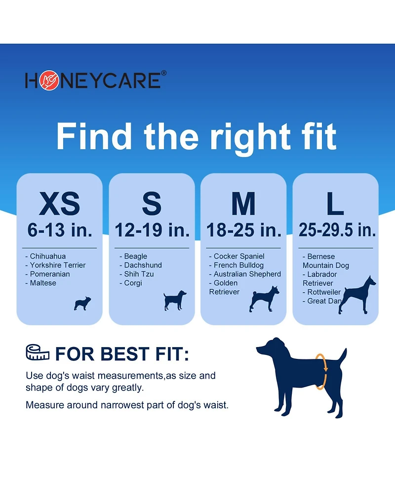 HoneyCare Paw & Dog Bone Print All-Absorb A24 Male Dog Wrap, Large, 100ct