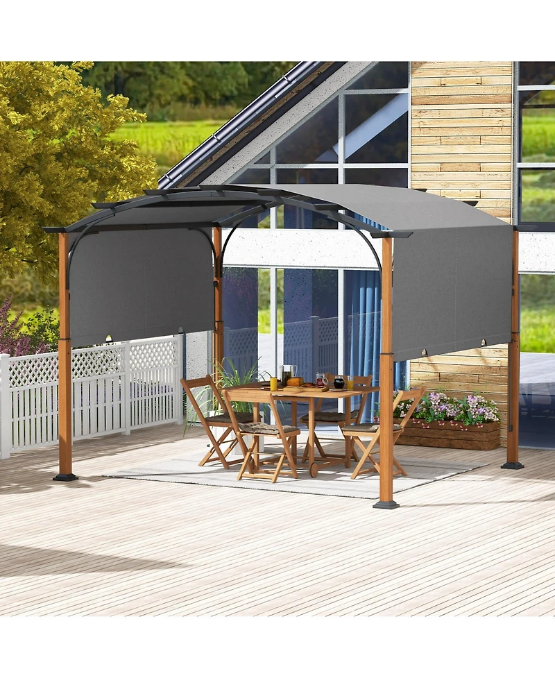10 x 12 Ft Outdoor Retractable Pergola with Retractable Canopy for Patio-Gray