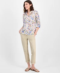 Tommy Hilfiger Women's Floral Print Roll-tab Shirt