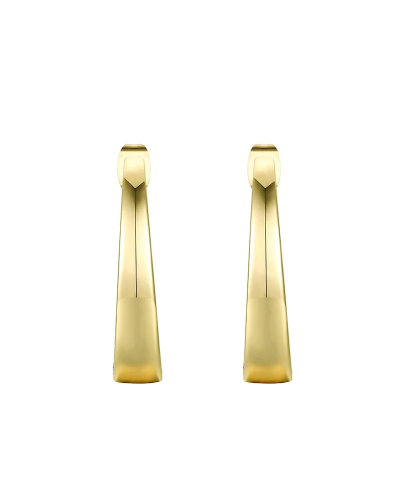 14k Gold Plated Sterling Silver with Cubic Zirconia Tapered ¾ C-Hoop Earrings