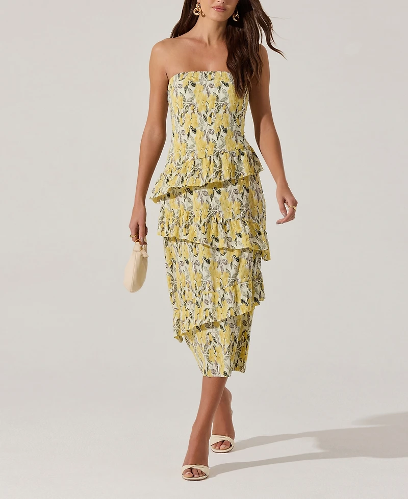 Astr the Label Women's Tiered Asymmetrical Ruffle Dress