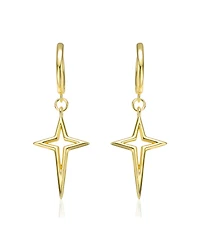 14k Yellow Gold Plated Star Dangle Earrings