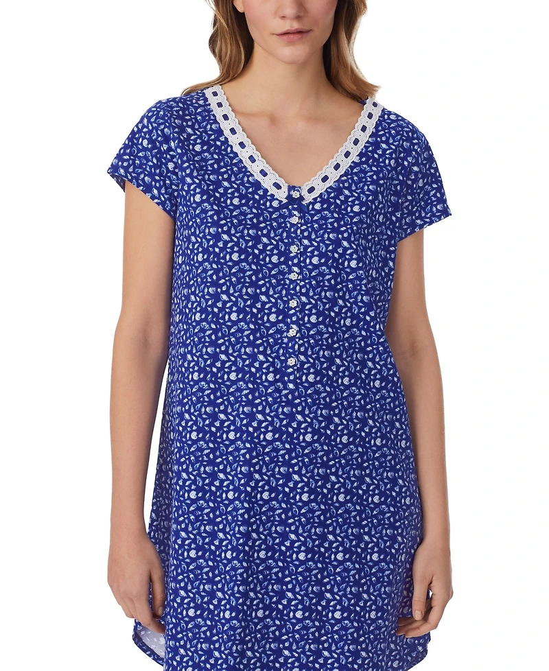 Eileen West Women's Cotton Cap-Sleeve Nightshirt