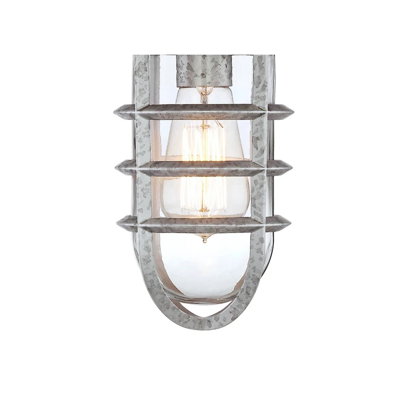 John Timberland Marlowe Industrial Outdoor Wall Lights Set of 2 Galvanized Steel Cage Frame 13 1/4" Clear Glass for Post Exterior Barn Deck House