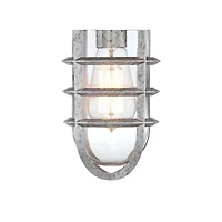 John Timberland Marlowe Industrial Outdoor Wall Lights Set of 2 Galvanized Steel Cage Frame 13 1/4" Clear Glass for Post Exterior Barn Deck House