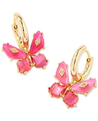 Kendra Scott 14k Gold-Plated Mixed Stone Butterfly Charm Huggie Hoop Earrings