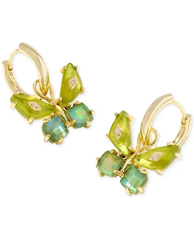 Kendra Scott 14k Gold-Plated Mixed Stone Butterfly Charm Huggie Hoop Earrings