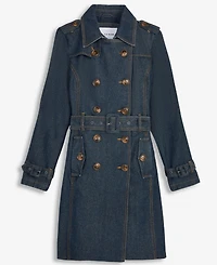 Steve Madden Women's Double-Breasted Denim Trench Coat