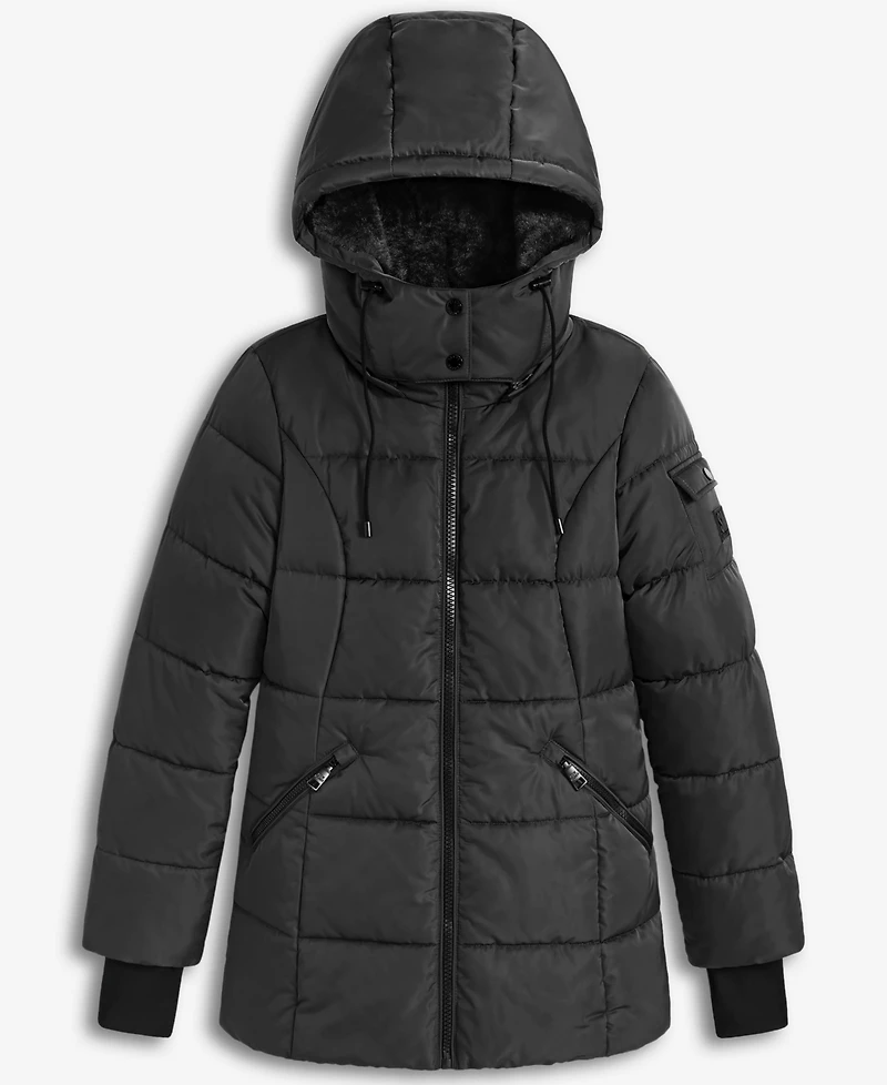 Steve Madden Women's Faux-Fur-Trim Hooded Puffer Coat