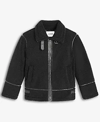 Steve Madden Women's Faux-Sherpa Faux-Leather-Trim Coat