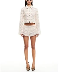 Lioness Womens Cotton Lace Babydoll Top Babydoll Shorts