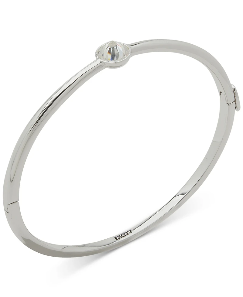Dkny Crystal Spike Stone Bezel Polished Bangle Bracelet