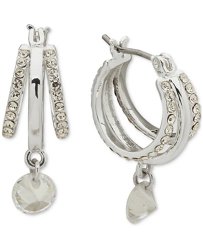 Dkny Gold-Tone Crystal Spike Stone Multirow Hoop Small Earrings, 0.46"
