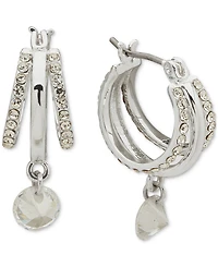 Dkny Gold-Tone Crystal Spike Stone Multirow Hoop Small Earrings, 0.46"