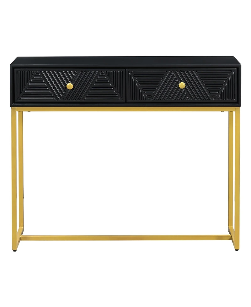 Streamdale Modern Sleek Console Table Two Drawers with Stripe Design for Living Room and Entryway