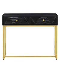 Streamdale Modern Sleek Console Table Two Drawers with Stripe Design for Living Room and Entryway