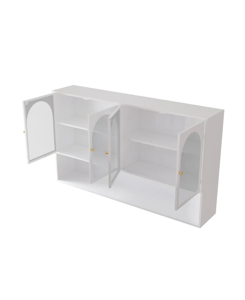 Streamdale 47" 4-Door Glass Wall Cabinet, White