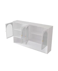 Streamdale 47" 4-Door Glass Wall Cabinet, White