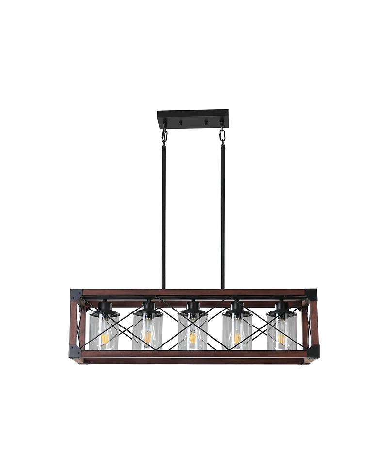 Streamdale 5-Light Retro Farmhouse Chandelier For Kitchen, Living room, Dining room Red and Black(No Bulbs)