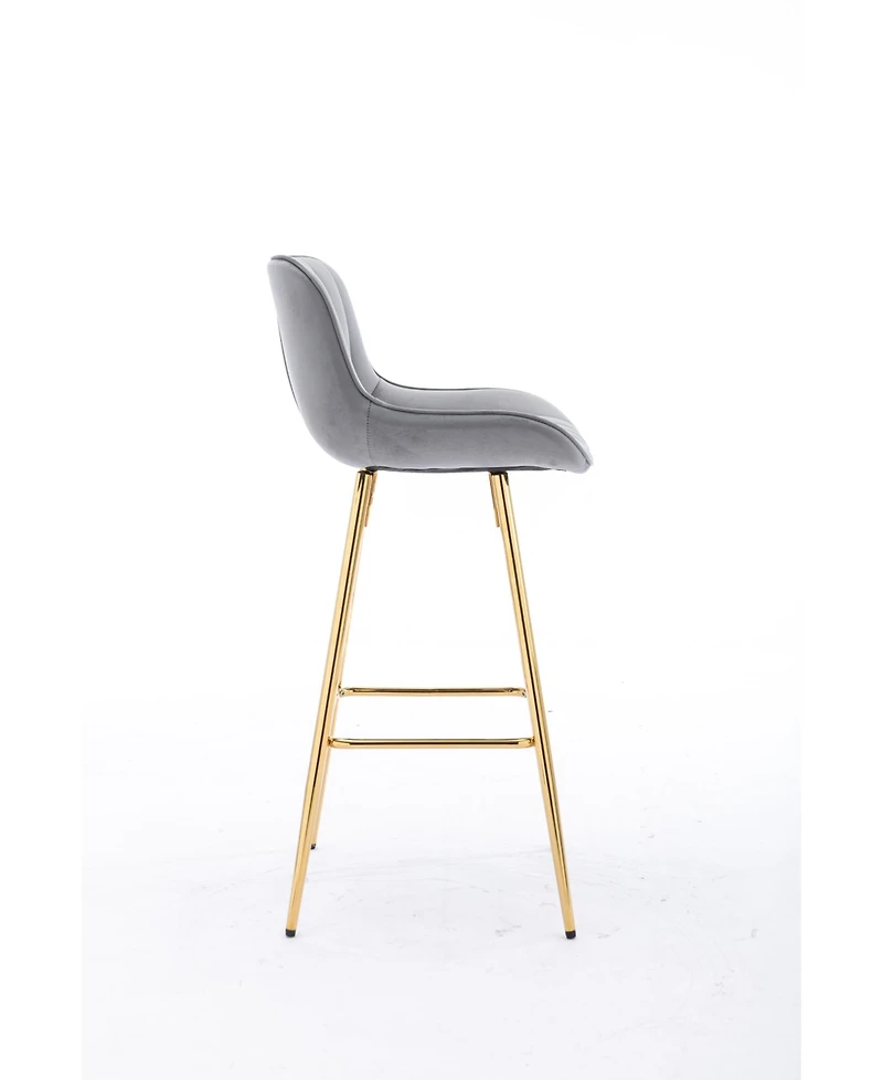 Streamdale Velvet Bar Stools, Golden Leg