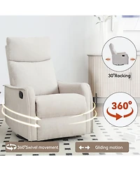 Streamdale Heat Massage Manual Recliner Chair with Rocker and Swivel in Fabric for Living Room