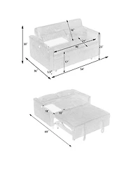 Streamdale Beige Corduroy Pull-Out Sofa with Tabletop and Usb Ports