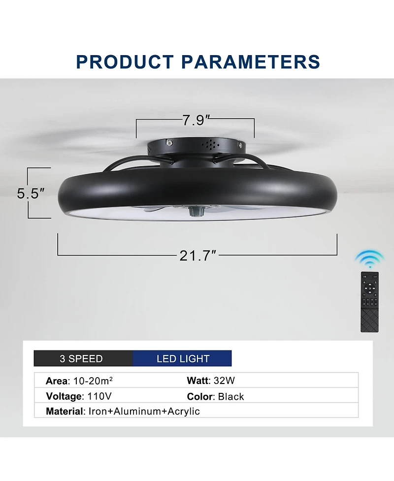 Streamdale Ceiling Fan with Lights Dimmable Led