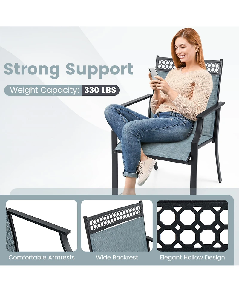 Patio Chairs Set of 2 with All Weather Breathable Fabric